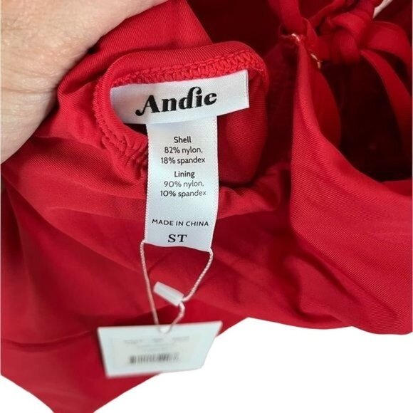 NWT Andie  Bali One Piece Swimsuit Deep V Neck Removable Cups ST/MT Cherry Red - Picture 10 of 13
